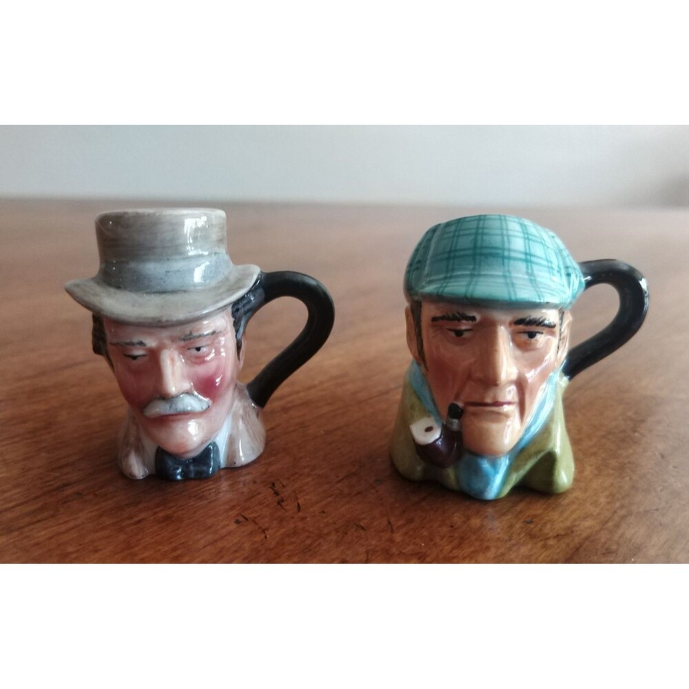 Vtg Franklin Mint Miniature Toby Jug P. Jackson Sherlock Holmes Dr. Watson 1982
